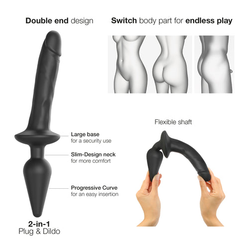 Switch Plug-In Dildo Réaliste Couleur Noir